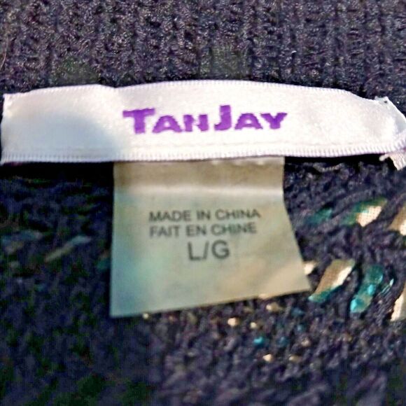 Nwt TanJay Large Black Y2K Cardigan, Very Boho Chic Retro 62% Acrylic, 38% Nylon - Picture 9 of 10